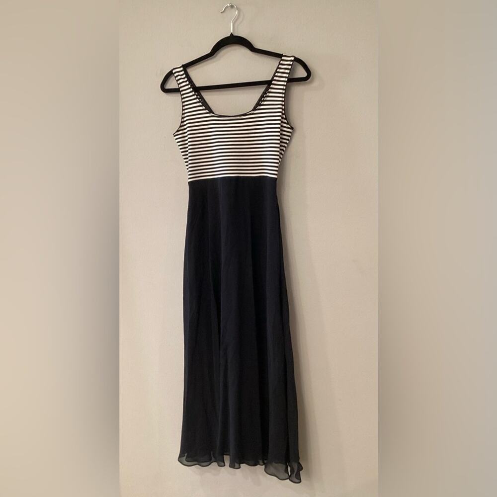 Nicole Miller Tank Dress With Striped Top and Chiffon Layer Over A Short Skirt